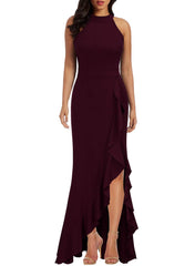 Mermaid High Neck Split Bodycon formal dresses Bridesmaid Dresses evening gown Prom Dress