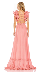 A-line V-neckline with hollowed out side and floor length Prom dress