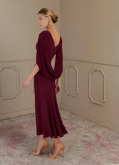 Sheath Boatneck Cabernet formal dresses evening dress Mother of the Bride Dresses