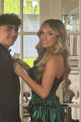 One Shoulder Ruched Party Dress with Attached Train