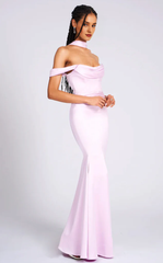 Mermaid Purple Red Hanging Neck Satin and Ground length Gowns Evening Dresses