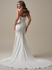 Mermaid square collar backless and floor length wedding dress