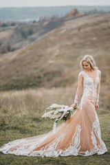 Mermaid Bohemian Long Sleeves Wedding Dresses With Appliques