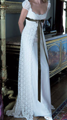 Retro White A-Line Lace Satin Long Formal Party Dress Wedding Dress Bridal Dress, HZ0319