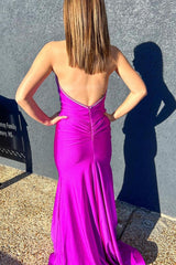 Gorgeous V-Neck Pleats Mermaid Backless Long Formal Prom Dress