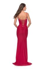 Mermaid spoon collar sleeveless back tie and floor length evening dress