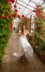 A-line Off the Shoulder Sleeveless Simple Satin Wedding Dress