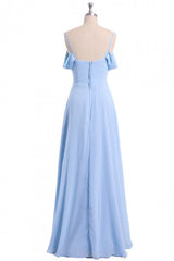 Periwinkle Off-the-Shoulder Sweetheart Bridesmaid Dress