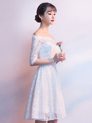 White  prom dress lace Prom Dress, White Lace Homecoming Dresses