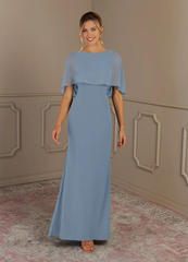 Sheath Scoop Dusty Blue formal dresses evening gown Mother of the Bride Dresses