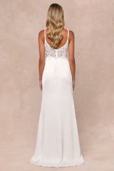White Satin Cowl Neck Mermaid Maxi Dress Simple Wedding Dresses