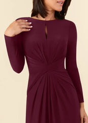 A-Line Long Sleeve Pleated Cabernet formal dresses evening dress Mother of the Bride Dresses