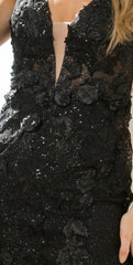 Flower decal short sleeveless V-neck dress
