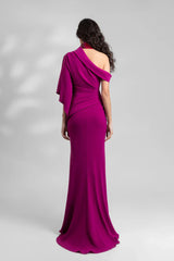 Mermaid/Horn Wedding Guest Dress Elegant Dress Formal Wedding Guest Floor Length Sleeveless One Shoulder Pink Dress Chiffon Wrinkles 2025 Gowns Evening Dresses