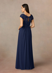 A-Line Scoop Sequins Chiffon Dark Navy formal dresses evening dress Mother of the Bride Dresses
