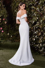 White off shoulder and floor length dress