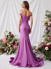 Mermaid off shoulder back zipper and floor length formal dress