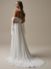 A-line chiffon hanging strapless and floor length wedding dress