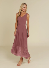 A-Line V-Neck Lace Chiffon Desert Rose formal dresses evening dress Mother of the Bride Dresses