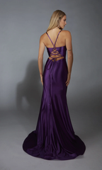 Jimiss mermaid slim shoulder strap backless and floor length evening dress