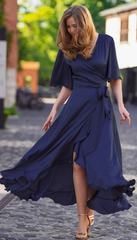 A-line V-Neck Half Sleeve Bridesmaid Dress Formal Dresses for Wedding Guest Cocktail Dress Mother of the Bride Dresses