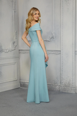 Off shoulder collar with folded hem and floor length for mothers of the bride dresses