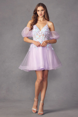 3D butterfly decal short sleeveless tight corset dress