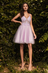 Short A-line sparkling chiffon dress