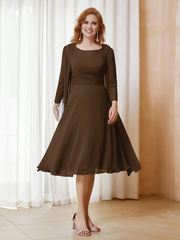 Folded chiffon dress paired with jacket mother of the bride dress