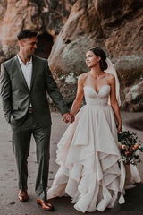 A-line Sweetheart Neck Beaded Bodice Wedding Gowns Wedding Dresses