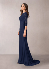 Mermaid Off the Shoulder Appliques Dark Navy formal dresses evening dress Mother of the Bride Dresses