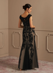 Mermaid Lace Tulle Dress Black Champagne formal dresses evening dress Mother of the Bride Dresses