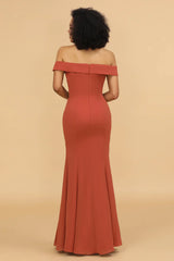 Fishtail stripe shoulder length chiffon bridesmaid dress