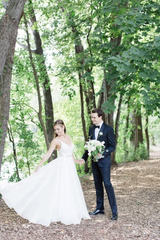 A-line Spaghetti Straps V-neck Wedding Dress