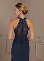 Mermaid Halter Lace Dark Navy dresses formal Mother of the Bride Dresses