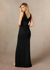 Mermaid V-Neck Pleated Black formal dresses evening dress Mother of the Bride Dresses