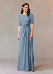 A-Line Sequins Appliques Dusty Blue formal dresses evening dress Mother of the Bride Dresses