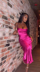 Hot Pink Simple Prom Dresses Lady Dress for Party