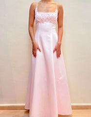 Pretty A Line Spaghetti Straps Light Pink Evening Dress Wedding Gown