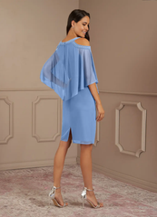 Sheath Sequins Steel Blue formal dresses evening dress Mother of the Bride Dresses