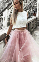 two pieces lace short prom dress, homecoming dress
