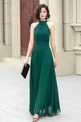 A-line Halter Chiffon Cocktail Dress Bridesmaid Dress Formal Dresses for Wedding Guest Mother of the Bride Dresses