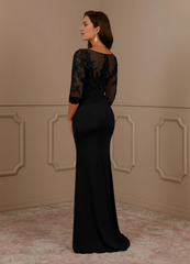 Mermaid lace long sleeved and floor length mother of bride dress
