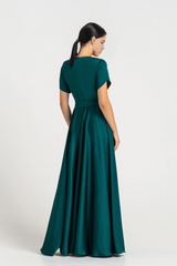 A-line simple Crew Neck Short Sleeve Bridesmaid Dress Formal Dresses for Wedding Guest Cocktail Dress Mother of the Bride Dresses
