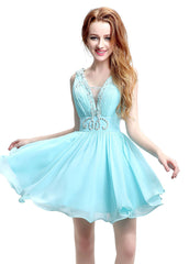 V-neck Pleats Homecoming Dress