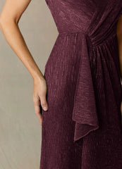 A-Line V-Neck Ruched Mulberry Mother of the Bride Dresses
