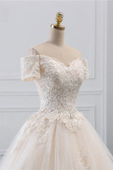 Off-the-Shoulder Wedding Gown With Lace Appliques