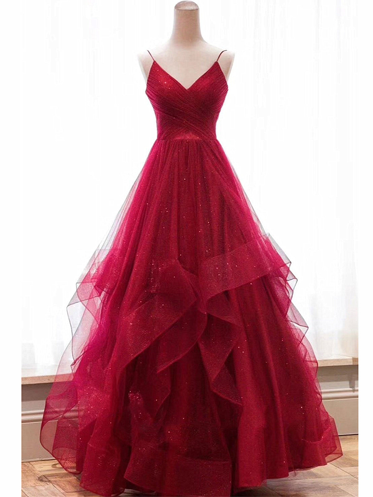 V Neck Backless Burgundy Prom Dresses, Burgundy Backless Wedding Dresses, Burgundy Prom Gown