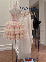 Princess Heart-shaped Collar Bow Herringbone Lace Edge Fluffy 17th Birthday Homecoming Dress