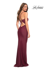 Lace-Up Back Jersey Long La Femme Prom Dress